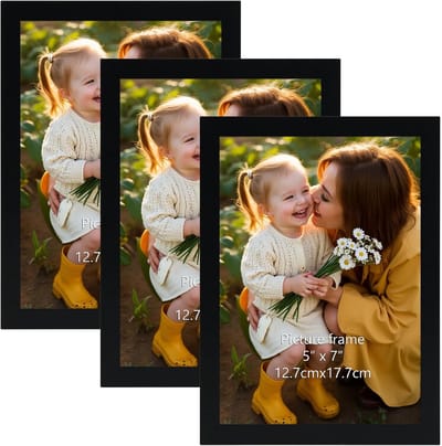 Set van 3 fotolijsten 13x18 cm Zwart PVC voor Foto's, Diploma's en Posters