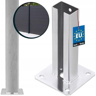 KOTARBAU® Paalhouder, Gegalvaniseerd Staal, Paalvoet, 60 x 40 mm, om te Schroeven, Zilver, Paalsteun, Weerbestendig
