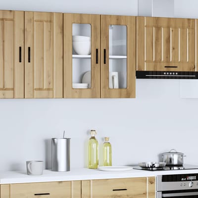 vidaXL - Keukenbovenkast - met - glazen - deur - Porto - artisanaal - eikenkleur