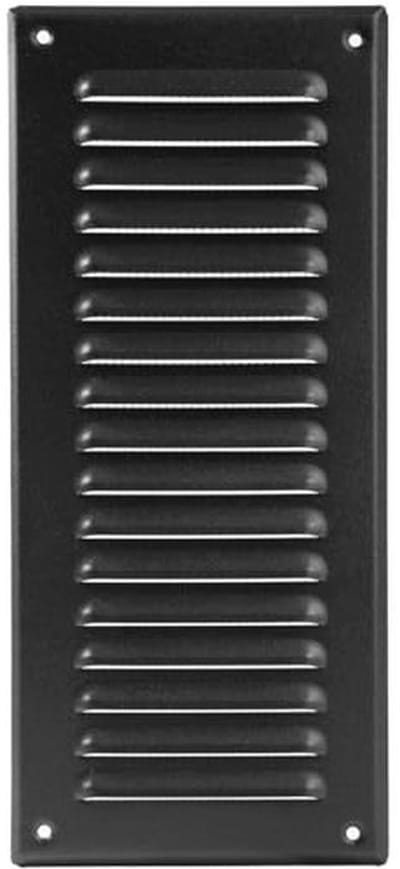 Rechthoekig metalen ventilatierooster - 7,6 x 25,4 cm - Zwart - Ventilatierooster met geïntegreerd vliegengaas voor badkamer en keuken
