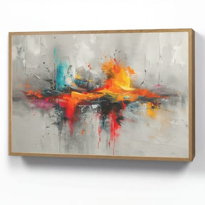 Wandlamp 90x60 cm - Oplaadbaar - Modern - Oranje - Grijs - Kunst - Wandlampen binnen woonkamer - Slaapkamer lamp - Decoratieve nachtlamp - Vloerlamp draadloos
