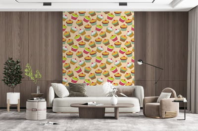 Behang - Fotobehang Patronen - Eten - Cupcake - Breedte 165 cm x hoogte 220 cm