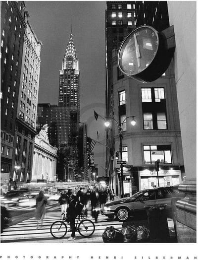 Kunstdruk Henri Silberman - Chrysler Clock 60x80cm