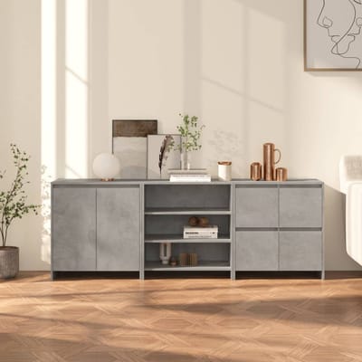 vidaXL - 3 - st - Dressoirs - bewerkt - hout - betongrijs
