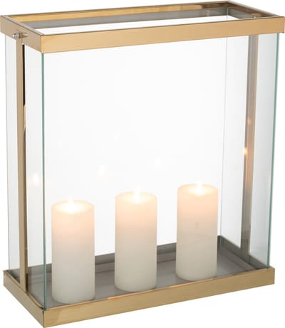 J-Line lantaarn Rechthoekig Enma - ijzer/glas - goud -large