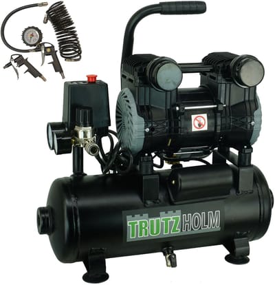 TRUTZHOLM Draagbare Silent Compressor 9L - 900W Fluisterstille Compressor 57dB - Olievrije 8 Bar Perslucht Set Met Toebehoren