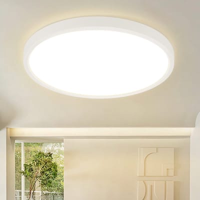 NETTLIFE Plafondlamp LED - 30 cm - Wit - Rond - 3000K Warm wit Licht - Plafondlamp plat - moderne Keukenverlichting - voor Gang | Slaapkamer | Woonkamer - 24 W