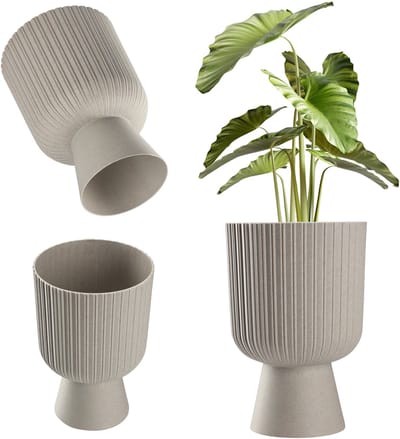 KADAX Bloempot, kunststof plantenpot in 2 maten, 5 kleuren, kelkvorm, plantenbak voor balkon, terras, vensterbank, trofee plantenbak, outdoor, grijs (14 cm)