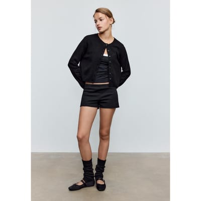 Stradivarius Soft touch tricot vest met knopen  Zwart XS