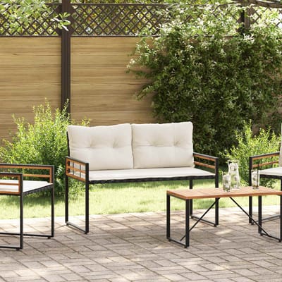 vidaXL - Houten - Laagbank - 114 - x - 55 - x - 77 - cm - Crème - Rechthoekig