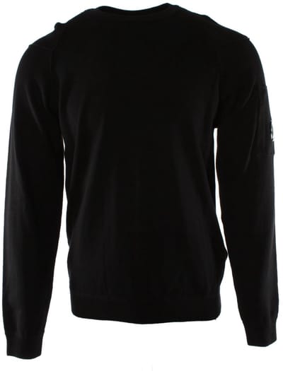 Comfortable Knit Crew Neck Gart-Dyed Long Sleeves Sweater - Black