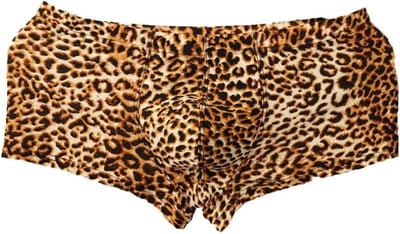 Boxershorts voor Mannen met Sexy Luipaardpatroon van Katoen - Ademend en Rekbaar Ondergoed in Geel, One Size