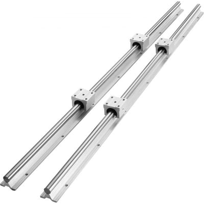 VEVOR Lineaire geleiderail, 2 stuks SBR20-800mm koolstofstalen aluminium geleiderail met 4 stuks SBR20UU glijblokken, lineair lagerblok, CNC-onderdelen voor 3D-printer, frezen/draaien