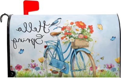 Brievenbushoes Magnetisch - Postbak Bekleding - Brievenbus Versieren - Weerbestendig Polyester - 25 x 21 inch - Hallo Lente Fiets