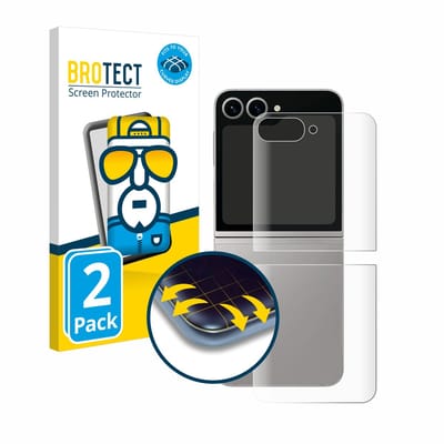 BROTECT - Screenprotector voor Samsung Galaxy Z Flip 6 (Achterkant) - Folie Beschermfolie transparant volledig dekking - 2 Stuks