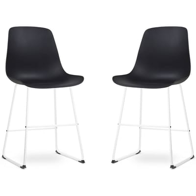 Nolon Nino Barkruk Zwart - Wit Onderstel - 65 cm - Barstoel - Kookeiland - met Rugleuning