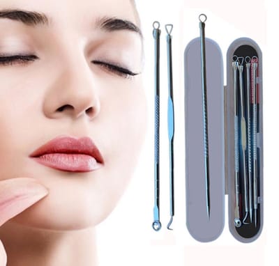 4 Stuks Mee eters verwijderen - Professionele kit - Tegen acne en puisten - Comedonendrukker - Comedonenlepel - Meeeter lepel - Voor een verzorgde en gladde huid - LOUZIR