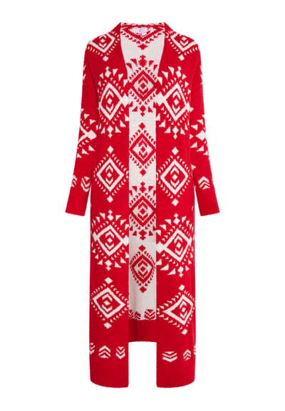 IZIA Longcardigan Dames rood wit