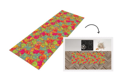 Keukenloper - Loper keuken - Meiden - Hart - Krullen - Patronen - 150x50 cm - Keukenloper vinyl