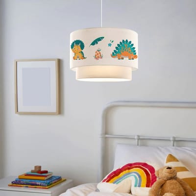Kinder hanglamp Lurgan E27 wit met dinosaurus motief lux.pro