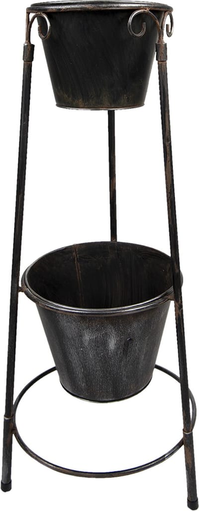 Clayre & Eef Bloempot 79 cm Zwart IJzer