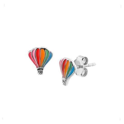 YO&NO - Oorbellen - Zilver -  Oorknoppen - Luchtballon - 6.5mm - 7.5mm - Kinderen - Gerhodineerd - Zilver 925