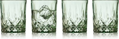 Lyngby Glas Sorrento whiskyglazen, drinkglazen set, tumblers voor whisky, 32 cl, 4 stuks, groen