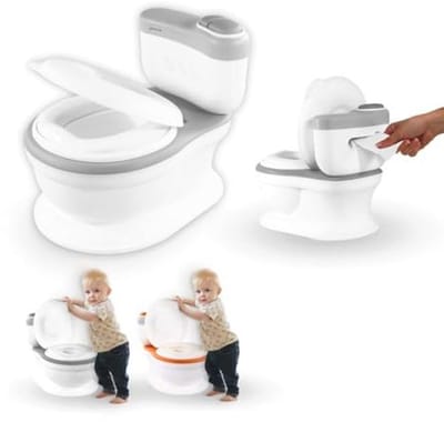Kindertoilet met Geluid voor Baby's - Leeftijd 1-3 Jaar, Incl. Deksel en Compartment voor Toiletpapier