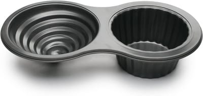 Gigantische Cupcake Bakvorm - Enorme Cupcake Pan - Feestelijke Gebakjes Maken - Twee Delige Pan - 20x39x8cm - Zilverkleurig