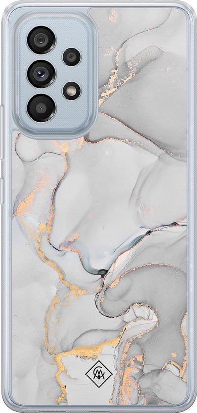 Casimoda® hoesje - Geschikt voor Samsung Galaxy A53 - Marmer Grijs - 2-in-1 case - Schokbestendig - Marble design - Verhoogde randen - Grijs, Transparant