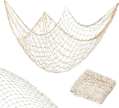 Decoratief Vissersnet van 100 x 200 cm voor Wanddecoratie, Bruiloften, Feesten en Fotografie - Natuurlijke Marine Look voor Binnen en Buiten