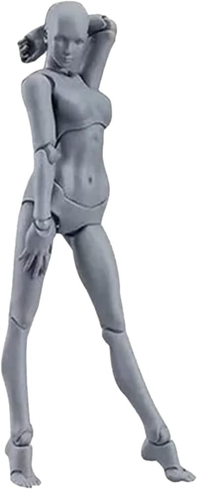 Flexibele Mannequin voor Actiefiguren - Aanpasbare Poses voor Tekenen, Schilderen en Modelbouw, Grijs