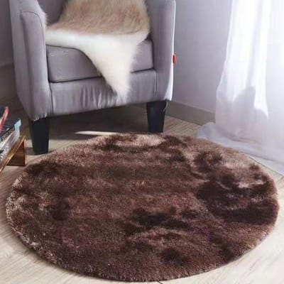 Tapis de table basse rond en soie pour salon, tapis de lit en peluche dégradé pour chambre à coucher, tapis de chaise d'ordinateur Diameter 60cm gray