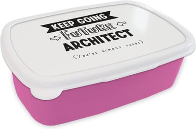 Broodtrommel Roze - Lunchbox - Brooddoos - Quote - Architect - Studeren - 18x12x6 cm - Kinderen - Meisje
