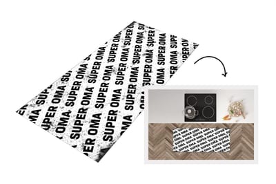 Keukenloper - Loper keuken - Moederdag - Oma - Super Oma - Vintage - Quotes - zwart wit - 120x50 cm - Keukenloper vinyl