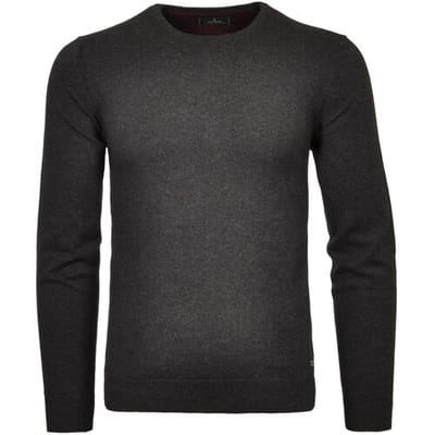 Ragman Trui Supersoft Knit Pullover Knitted Elbow Patches Antraciet / male