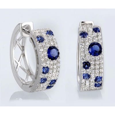 POMOiii Nieuwe Mode Zilveren Kleur Kleine Hoepel Oorbellen Voor Vrouwen Volledige Verharde CZ Steen Veelzijdige Blauwe Cirkel Oorbellen Vrouwelijke Sieraden gray