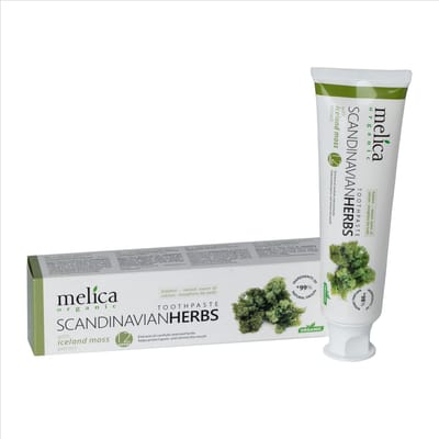 MELICA ORGANIC Biologisch Natuurlijke HELENDE TANDPASTA met Geneeskrachtige Scandinavische Kruiden, XYLITOL en KALIDENT-CALCIUM voor GEVOELIGE Tanden zonder Fluoride, SLS, antiseptica 100g