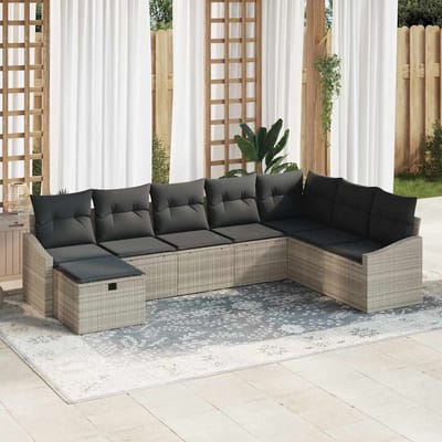 vidaXL - Bankstel - 9 - st - poly - rattan