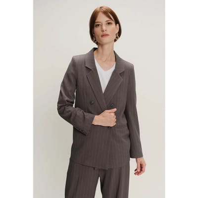 Elegante Gestreepte Double Breasted Blazer Dames Greenpoint