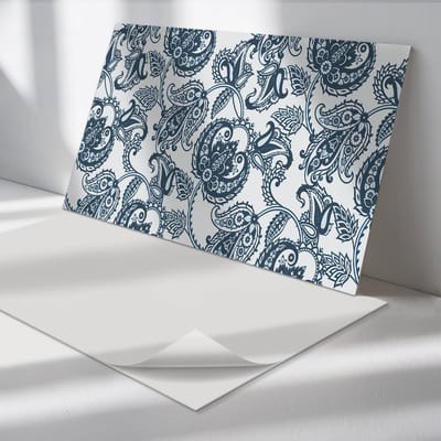 Wallfluent Vinyl Wandpaneel - Plantenpatroon met details PVC Muurpaneel - 100 cm x 50 cm - Marine PVC wandpaneel - 1 stuk - Rechthoekig Wandbekleding Vinyl - Patroon Wandpaneel - Zelfklevende Wandbekleding - Wandpaneel Keuken en Badkamer