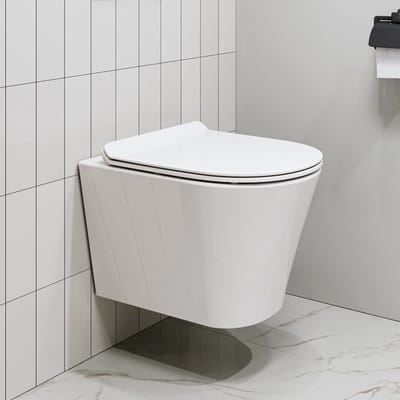 HOROW - Compact Hangende Toiletpot Toiletpotten - Randloos - Softclose Zitting - Wit-‎48.5 x 35.5 x 35.5 cm