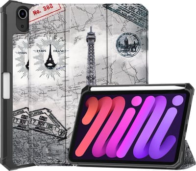 Hoesje - Geschikt voor Apple iPad Mini 6 (2021) - 8.3 inch - 6e Generatie - Dun & Stevig - Trifold Bookcase - Hard Cover Case - Met Uitsparing Geschikt voor Apple Pencil - Hardcover Book - Tablet Hoes - Eiffeltoren