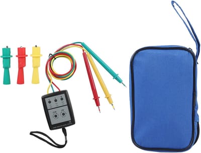 Fase Indicator - Draaiveldmeter - Elektrische Installatie - LED Buzzer Meter - 200-480V AC - Grijs