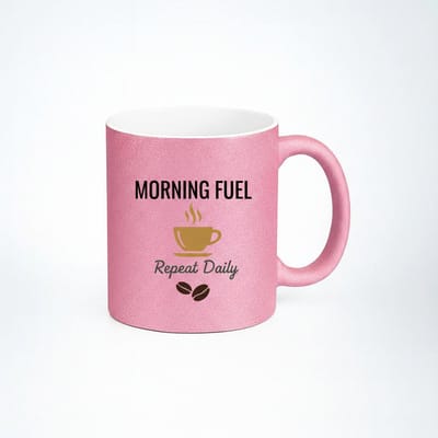 Roze Koffiemok "Morning Fuel" - Herhaal Dagelijks - Origineel Cadeau