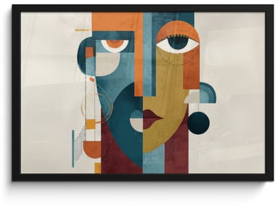 Poster in lijst - Fotolijst 60x40 cm - Posters - Geometrisch - Strakke vormen - Kleurrijk - Posterlijst zwart - Decoratie - Wanddecoratie woonkamer - Muurdecoratie slaapkamer