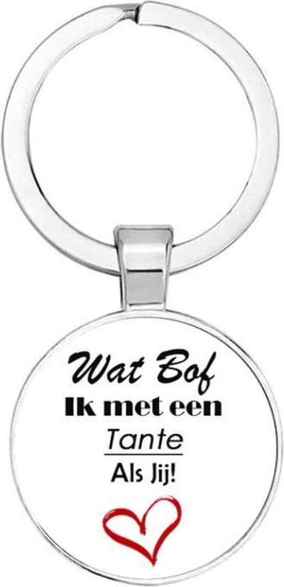 Akyol - Wat bof ik met een tante als jij Sleutelhanger - Tante - Lieve tante - Leuke kado voor je tante om te geven - 2,5 x 2,5 CM