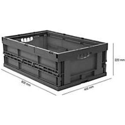 Euronorm plooibox 6422 NG, zonder deksel, voor magazijngebruik en meervoudig transport, 41,4 liter, grijs