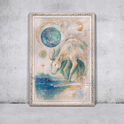 Canvas schilderij landschapsformaat handgeschilderd maanwachter nacht mysterieus – YS-Art Gallery – Mysterieuze wanddecoratie voor woonkamer – Modern schilderij voor slaapkamer