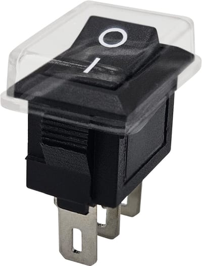 ProRide Mini Wipschakelaar ON/OFF KCD1-11 - met Beschermkapje - 3-pins - 13x8mm - Rechthoek - Zwart